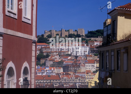 Castelo de Sao Jorge vu de Bairro Alto, à l'ensemble de Baixa Alfama Lisbonne Portugal Europe Banque D'Images