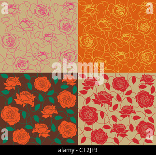 Les quatre d'une couleur transparente et roses leafs Banque D'Images