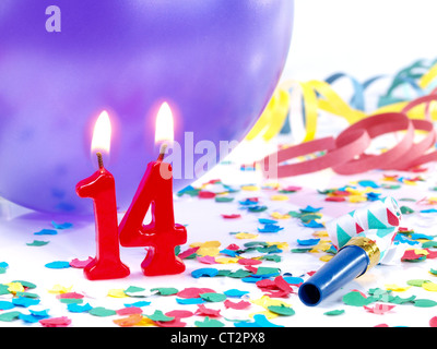 Anniversaire - anniversaire 14 bougies montrant Nr. Banque D'Images