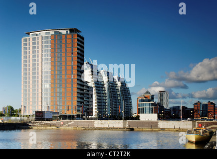 Les bâtiments et les Lofts de la NV Ville Salford Quays Banque D'Images