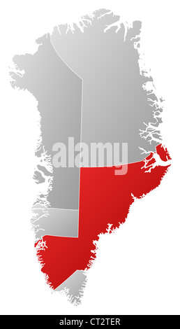 Carte politique de l'Autriche avec les plusieurs municipalités où Sermersooq est mis en évidence. Banque D'Images