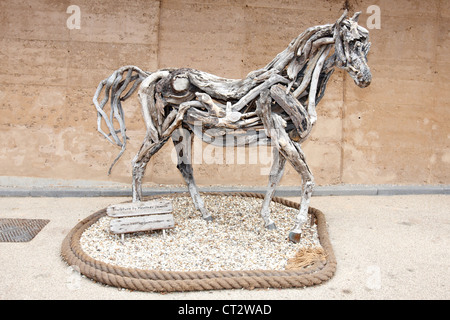 Sculpture cheval par Heather Jansch à Eden Project, Cornwall Banque D'Images