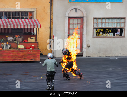 Cascadeur en feu à la Disney Studios à Orlando Banque D'Images