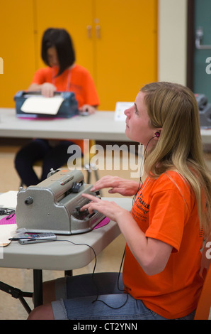 Les étudiants aveugles, participer au Défi National Braille Banque D'Images