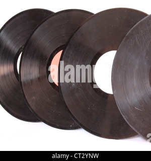 Music vinyl record sur fond blanc Banque D'Images