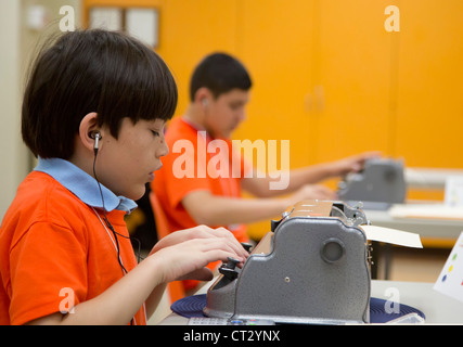 Les étudiants aveugles, participer au Défi National Braille Banque D'Images