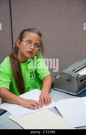 Les étudiants aveugles, participer au Défi National Braille Banque D'Images