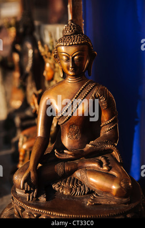 Statue de Bouddha en bronze, Himachal Pradesh, Inde Banque D'Images