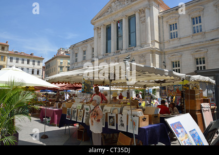 Marché du livre ancien à la Place du Palais, le Vieux Nice, Nice, Côte d'Azur, Alpes-Maritimes, Provence-Alpes-Côte d'Azur, France Banque D'Images