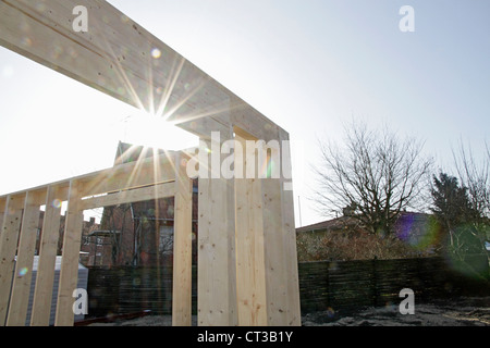 Soleil sur nouveau bâtiment sur site Banque D'Images