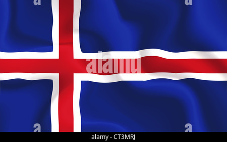 Islande Satin Waving Flag, illustration Banque D'Images