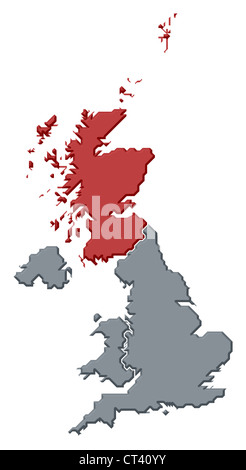 Carte politique du Royaume-Uni avec les plusieurs pays où Scottland est mis en évidence. Banque D'Images