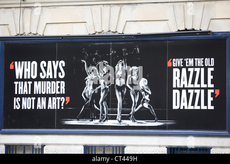 Affiche publicitaire de la production de théâtre de Chicago à Londres Angleterre 'qui disent que le meurtre n'est pas un art' Banque D'Images