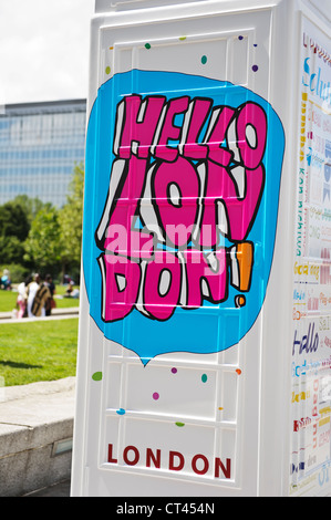 BT Artbox, 'Welcome to London" par Londres et Partners, Londres, Angleterre, Royaume-Uni. Banque D'Images