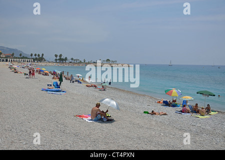 Baie du Soleil Plage, Menton, Côte d'Azur, Alpes-Maritimes, Provence-Alpes-Côte d'Azur, France Banque D'Images