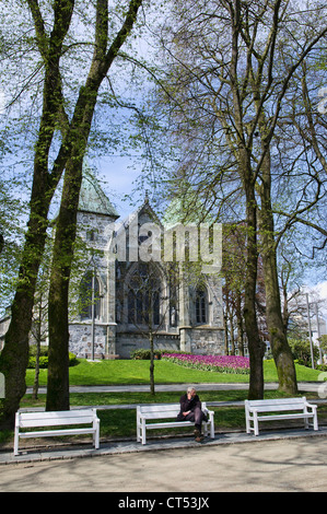 Cathédrale de Stavanger est la plus vieille cathédrale. Il est situé au cœur de Stavanger. Banque D'Images