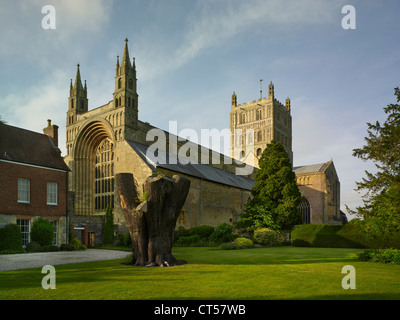 Au sud-ouest de l'abbaye de Tewkesbury, architecture normande Banque D'Images