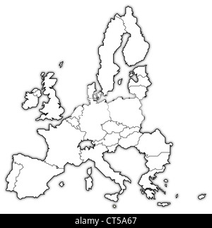 Carte politique de l'Union européenne avec plusieurs États où la Malte est en surbrillance. Banque D'Images