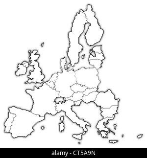 Carte politique de l'Union européenne avec les divers états. Banque D'Images