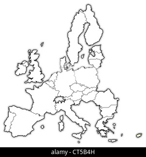 Carte politique de l'Union européenne avec plusieurs États où la Chypre est en surbrillance. Banque D'Images