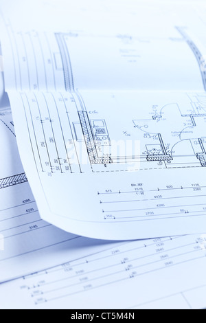 Nouveau concept de planification maison de famille - blueprints Banque D'Images
