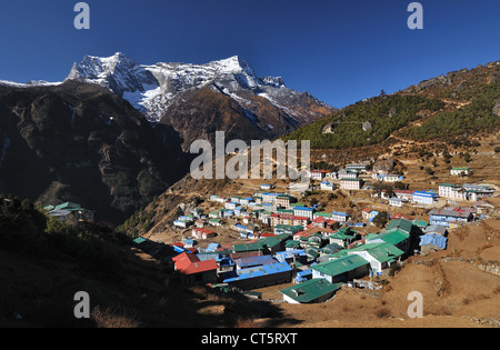 Avis de Namche Bazar dans la région de l'Everest Népal Banque D'Images