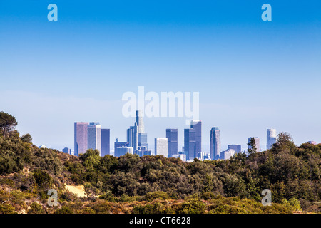 Le centre-ville de Los Angeles skyline prises à partir de l'Hollywood Hills près de Griffith Observatory Banque D'Images