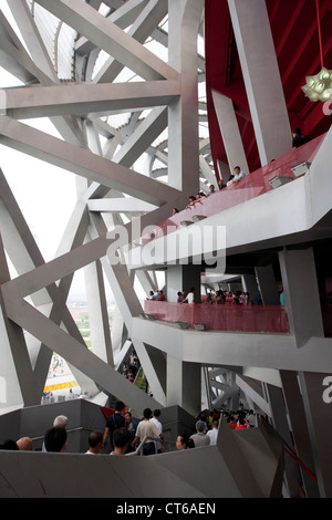 Le "nid d'oiseau' Stadium, à Beijing, en Chine durant les Jeux Paralympiques en septembre 2008. Banque D'Images