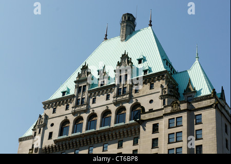 Toit de l'hôtel Fairmont de Vancouver au centre-ville de Vancouver, Colombie-Britannique, Canada Banque D'Images