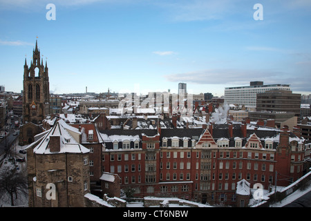 Toits de Newcastle en hiver, du haut du château Banque D'Images