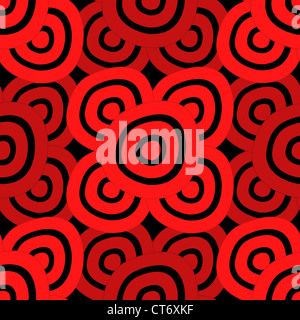 Seamless background - hypnotic black et cercles rouges Banque D'Images