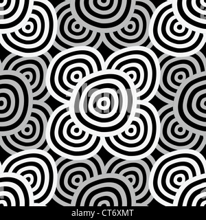 Seamless background - hypnotic cercles noirs et blancs Banque D'Images