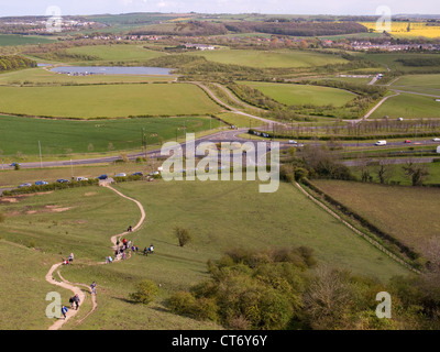 Vue depuis le haut de Penshaw Monument Sunderland Tyne and Wear England UK à Herrington vers Park Banque D'Images