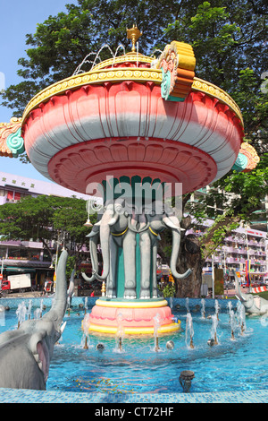 Fontaine des éléphants Ganesh dans Little India Brickfields. Kuala Lumpur, Malaisie. Banque D'Images