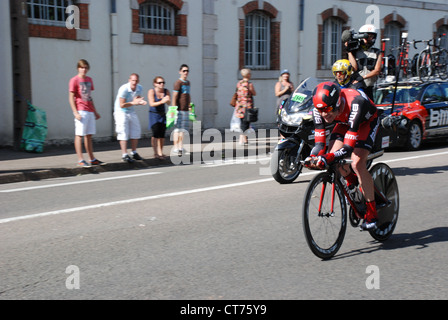 Cadel Evans. Time Trial entre Arc et Senans et Besançon. Tour de France, 2012. Étape 9. Banque D'Images