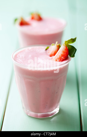 Smoothie fraise peu profondes, gros plan 6 Banque D'Images