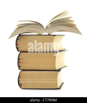 La composition avec pile de livres isolated on white Banque D'Images