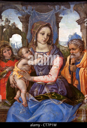 Vierge à l'enfant avec Saint Joseph et un ange 1488 Raffaellino Del Garbo Italie Italien Banque D'Images