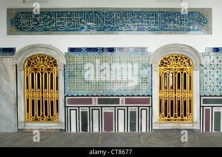 La Turquie, Istanbul, Topkapi Saray, Vierter Hof, Saal der Heiligen Reliquien. Banque D'Images