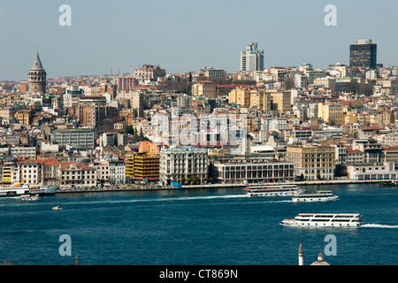 La Turquie, Istanbul, Topkapi Saray Blick vom und auf den Galataturm Beyoglu. Banque D'Images