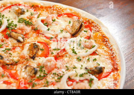 Pizza fruits de mer Banque D'Images