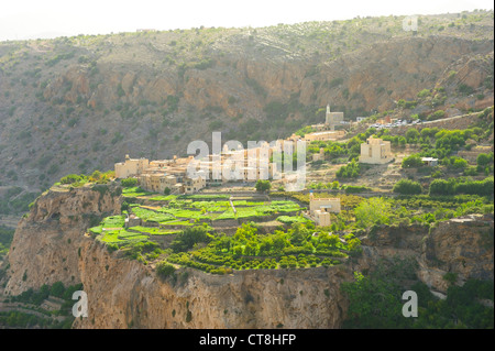 Village d'Al Ayn, Plateau Saiq, Ouest des montagnes Hajar, Oman Banque D'Images