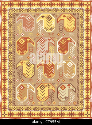 Kilim tapis de style design dans des tons doux avec un motif boteh traditionnels Banque D'Images