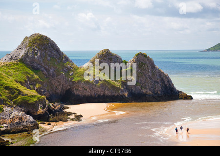 Trois falaises Bay, Gower, Pays de Galles, Royaume-Uni Banque D'Images