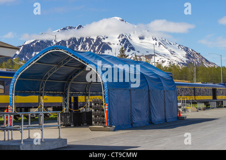 Alaska Railroad Depot dans Seward. Banque D'Images