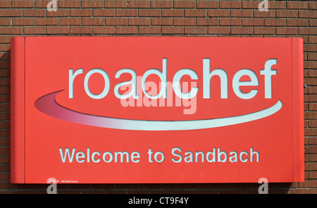 Inscrivez-vous à roadchef motorway M6 station services Sandbach Cheshire England UK Banque D'Images