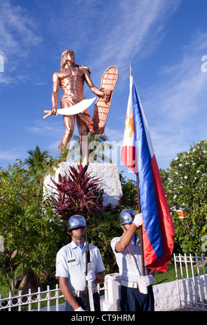 Reconstitution de la bataille de Mactan cérémonie ou Kadaugan Festival. Lapu-Lapu City, Philippines Banque D'Images