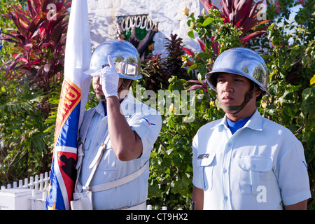 Reconstitution de la bataille de Mactan cérémonie ou Kadaugan Festival. Lapu-Lapu City, Philippines Banque D'Images