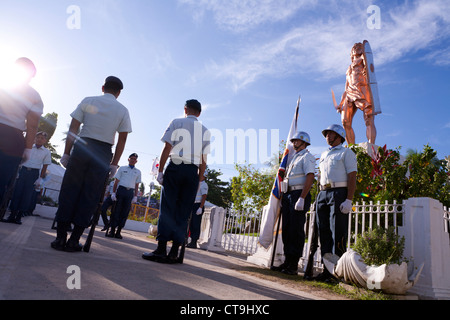 Reconstitution de la bataille de Mactan cérémonie ou Kadaugan Festival. Lapu-Lapu City, Philippines Banque D'Images