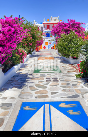 Maisons colorées à Mykonos, Grèce Banque D'Images